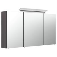 Badezimmer Spiegelschrank 120cm NEWLAND-02 inkl. Aufbau-LED-Acryllampe, anthrazit Seidenglanz, B/H/T: 120/68,5/17-23cm