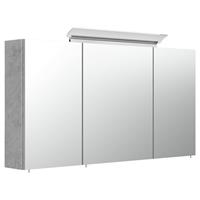 Badezimmer Spiegelschrank 120cm NEWLAND-02 inkl. Aufbau-LED-Acryllampe, Beton-Optik, B/H/T: 120/68,5/17-23cm
