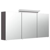 Badezimmer Spiegelschrank 140cm NEWLAND-02 inkl. Aufbau-LED-Acryllampe, anthrazit Seidenglanz, B/H/T: 140/68,5/17-23cm