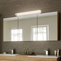 Badezimmer Spiegelschrank 140cm NEWLAND-02 inkl. Aufbau-LED-Acryllampe, Eiche hell Nb., B/H/T: 140/68,5/17-23cm