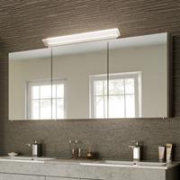 Badezimmer Spiegelschrank 140cm NEWLAND-02 inkl. Aufbau-LED-Acryllampe, Beton-Optik, B/H/T: 140/68,5/17-23cm