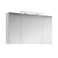 Badezimmer Spiegelschrank 3-türig FES-4010-66 Korpus in weiß glänzend mit LED Aufbauleuchte - B/H/T: 120/71/17cm