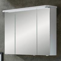 3-türiger Bad Spiegelschrank mit integrierter Steckdose FES-4005-66 Korpus in Lack Polarweiß, inkl. LED - B/H/T: 90-92/72,2/17-24cm