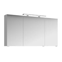 Badezimmer 3-türiger Spiegelschrank FES-4010-66 Korpus in weiß glänzend, inkl. Beleuchtung - B/H/T: 140/71/17cm