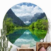 Klebefieber Runde Tapete selbstklebend Bergsee mit Spiegelung
