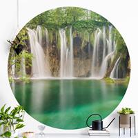 Klebefieber Runde Tapete selbstklebend Wald Wasserfall Plitvicer Seen