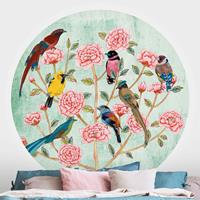 Klebefieber Runde Tapete selbstklebend Chinoiserie Collage in Mint