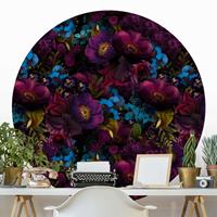 Klebefieber Runde Blumentapete selbstklebend Lila Blüten mit Blauen Blumen
