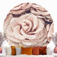 Klebefieber Runde Tapete selbstklebend Rosen Sepia mit Wassertropfen