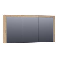 Saniclass Natural Wood spiegelkast 140x70x15cm 3 draaideuren Grey Oak Massief Eiken Vingerlas ongeborsteld 70513