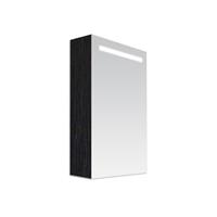 Saniclass Double Face spiegelkast 60x70x15cm linksdraaiend 1 deur met LED verlichting Black Wood 7063L