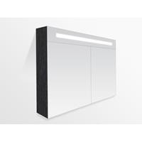 Saniclass 2.0 spiegelkast 100x70x15cm 2 deuren met LED verlichting black wood 7211
