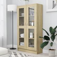 vidaXL Vitrinenschrank Sonoma-Eiche 82,5x30,5x150 cm Spanplatte Braun