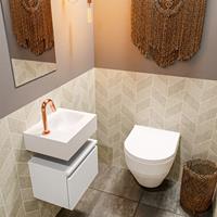 mondiaz Andor toiletmeubel 40cm mat wit met witte wastafel rechts met kraangat