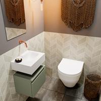 mondiaz Andor toiletmeubel 40cm army met witte wastafel rechts zonder kraangat