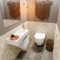 mondiaz Andor toiletmeubel 40cm mat wit met witte wastafel 80cm rechts met kraangat