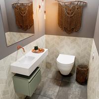 mondiaz Andor toiletmeubel 40cm army met witte wastafel 80cm links zonder kraangat