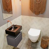 mondiaz Andor toiletmeubel 40cm donkergrijs met zwarte wastafel links zonder kraangat