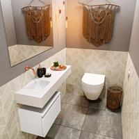 mondiaz Andor toiletmeubel 50cm mat wit met witte wastafel 100cm links zonder kraangat