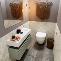 mondiaz Andor toiletmeubel 100cm army met witte wastafel rechts zonder kraangat