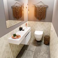 mondiaz Andor toiletmeubel 60cm mat wit met witte wastafel 120cm rechts met kraangat