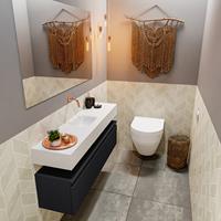 mondiaz Andor toiletmeubel 120cm mat zwart met witte wastafel midden zonder kraangat