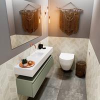mondiaz Andor toiletmeubel 120cm army met witte wastafel midden zonder kraangat