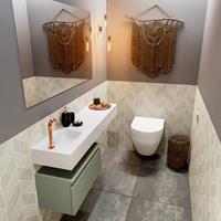 mondiaz Andor toiletmeubel 60cm army met witte wastafel 120cm links met kraangat