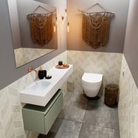 mondiaz Andor toiletmeubel 60cm army met witte wastafel 120cm links zonder kraangat