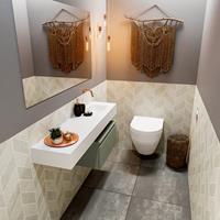 mondiaz Andor toiletmeubel 60cm army met witte wastafel 120cm rechts zonder kraangat