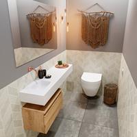 mondiaz Andor toiletmeubel 60cm eiken met witte wastafel 120cm links zonder kraangat