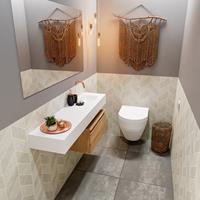 mondiaz Andor toiletmeubel 60cm eiken met witte wastafel 120cm rechts zonder kraangat