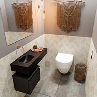 mondiaz Andor toiletmeubel 40cm mat zwart met zwarte wastafel 80cm links zonder kraangat