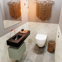 mondiaz Andor toiletmeubel 40cm army met zwarte wastafel 80cm links zonder kraangat