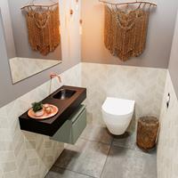 mondiaz Andor toiletmeubel 40cm army met zwarte wastafel 80cm rechts zonder kraangat