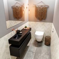 mondiaz Andor toiletmeubel 120cm mat zwart met zwarte wastafel links zonder kraangat