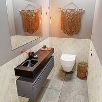 mondiaz Andor toiletmeubel 120cm donkergrijs met zwarte wastafel links zonder kraangat