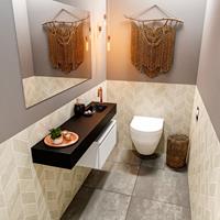 mondiaz Andor toiletmeubel 60cm mat wit met zwarte wastafel 120cm rechts met kraangat