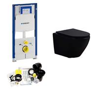 geberit UP320 toiletset met Saniclear Jama mat zwarte toiletpot randloos met softclose zitting