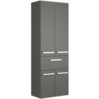 lomadox Breiter Bad Hochschrank FES-4005-66 Hochglanz Lack Steingrau mit Wäschekippern - B/H/T: 60/168/33cm - 