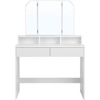 CaliCosy Kaptafel Wit met 3-Delige Spiegel en 2 Lades - L100 cm