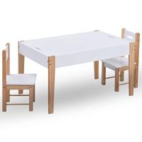 3-tlg. Kinder-Kreidetafel-Tisch und Stuhl-Set Schwarz und Weiß - 