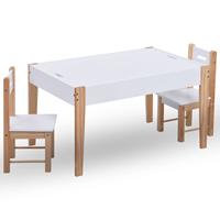 3-delige Kindertafel- en stoelenset zwart en wit