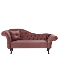 Beliani Chaise longue fluweel roze linkszijdig LATTES