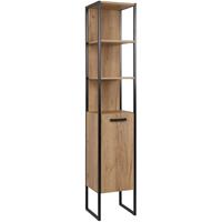 lomadox Hochschrank Industrial-Design MANHATTAN-56 in Gold Craft Oak/schwarz B/H/T ca. 35/185/33cm - 