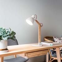 Fabas Luce Tafellamp Sveva van hout, wit/essen