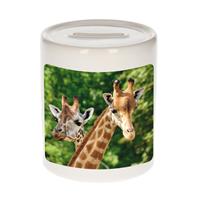 Bellatio Dieren foto spaarpot giraffe 9 cm - giraffen spaarpotten jongens en meisjes -