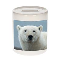 Bellatio Dieren foto spaarpot grote ijsbeer 9 cm - ijsberen spaarpotten jongens en meisjes -