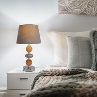 Naeve Leuchten Tafellamp Araga, grijs/chroom/houtkleuren