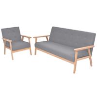 vidaXL Sofa Sofa-Set 2-tlg Stoff Hellgrau